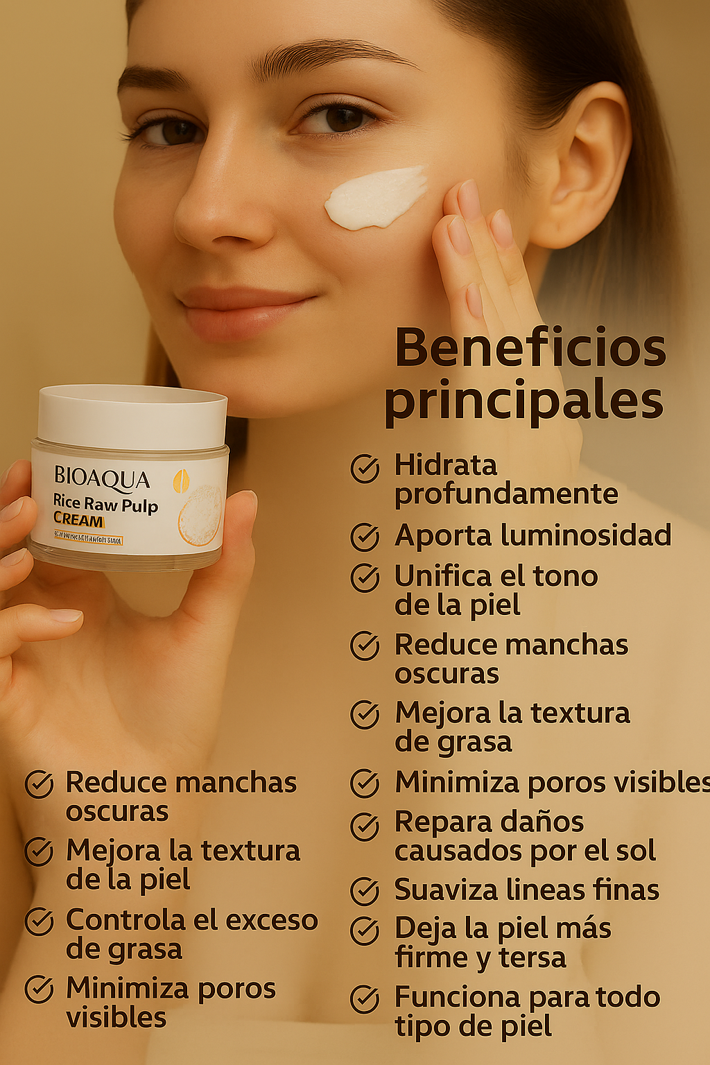 CREMA FACIAL DE ARROZ BIOAQUA-PREMIUM
